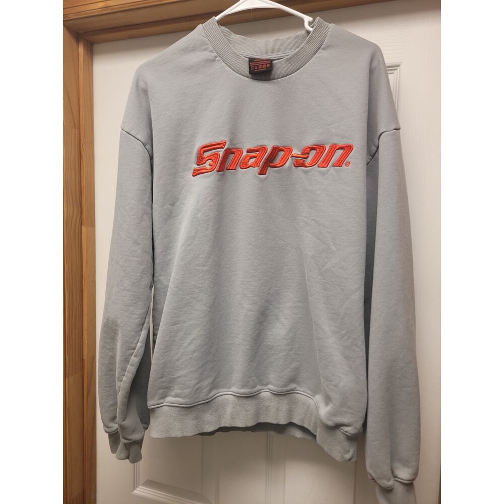 Snap-on Sweatshirt Mens L Gray Embroidered Spell Out Logo Sweater Workwear